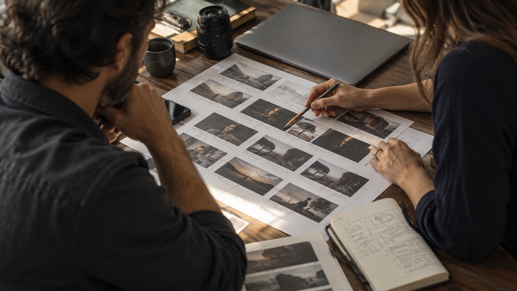Conceptual scene of creative direction and film planning